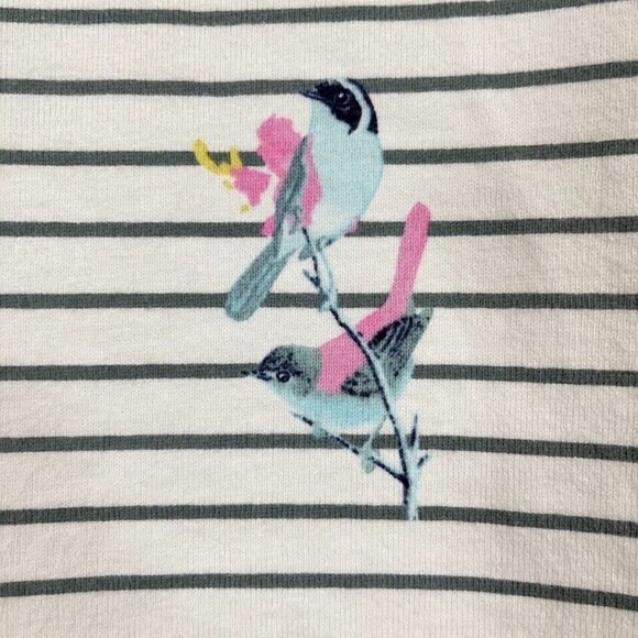 Joules Harbour Striped Bird Print Top Whimsy Nature Boho Grandma Cottage Core 10 - Picture 6 of 9